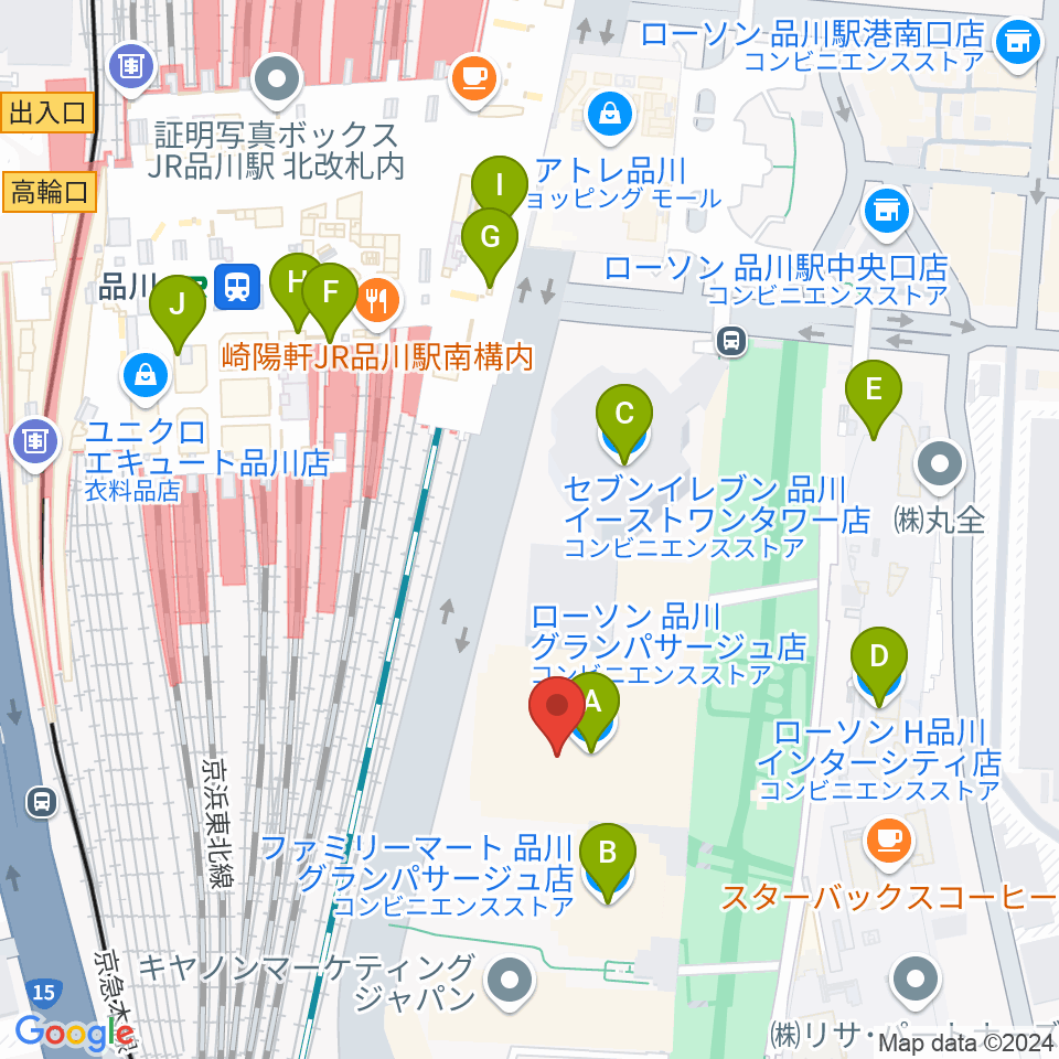 品川グランドホール周辺のコンビニエンスストア一覧地図