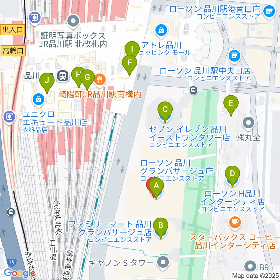 品川グランドホール周辺のコンビニエンスストア一覧地図