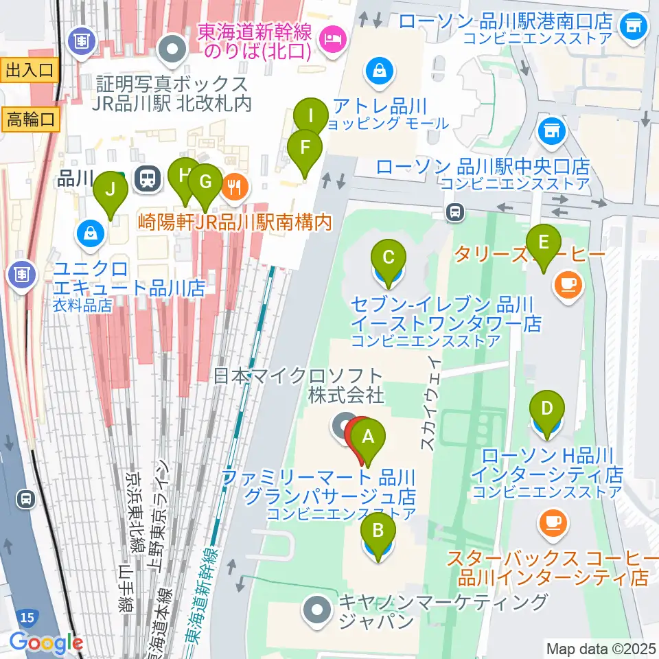 品川グランドホール周辺のコンビニエンスストア一覧地図