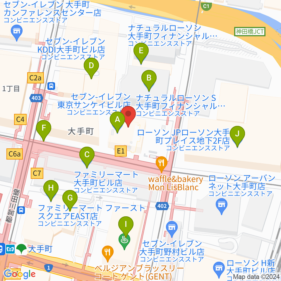 大手町サンケイプラザ周辺のコンビニエンスストア一覧地図