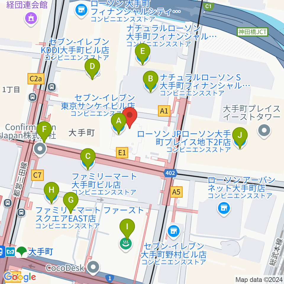 大手町サンケイプラザ周辺のコンビニエンスストア一覧地図