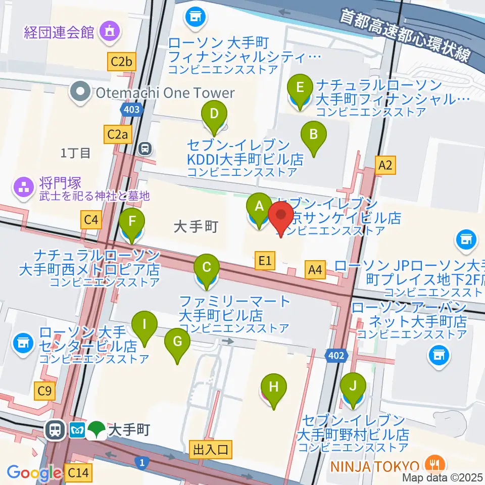 大手町サンケイプラザ周辺のコンビニエンスストア一覧地図