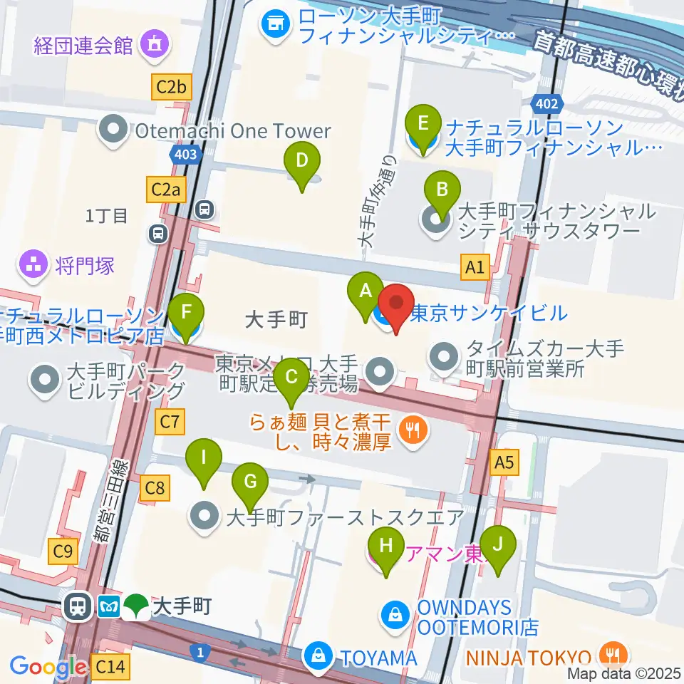 大手町サンケイプラザ周辺のコンビニエンスストア一覧地図
