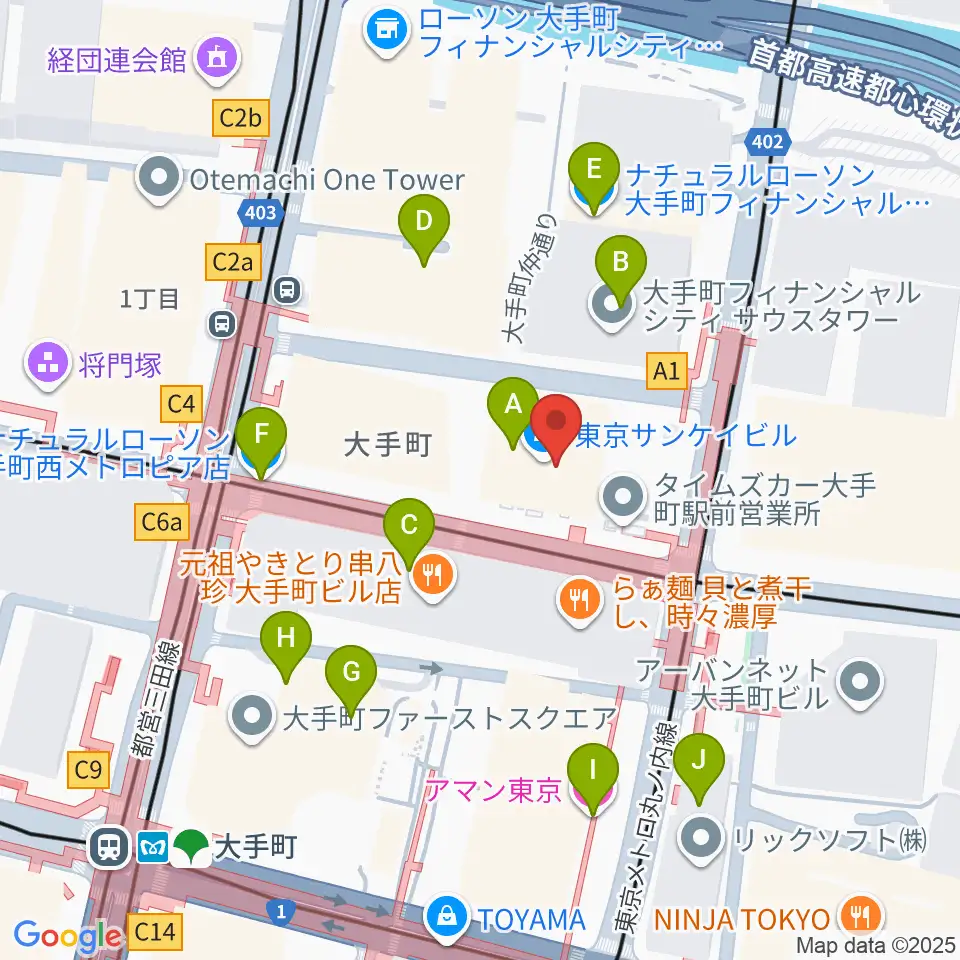 大手町サンケイプラザ周辺のコンビニエンスストア一覧地図