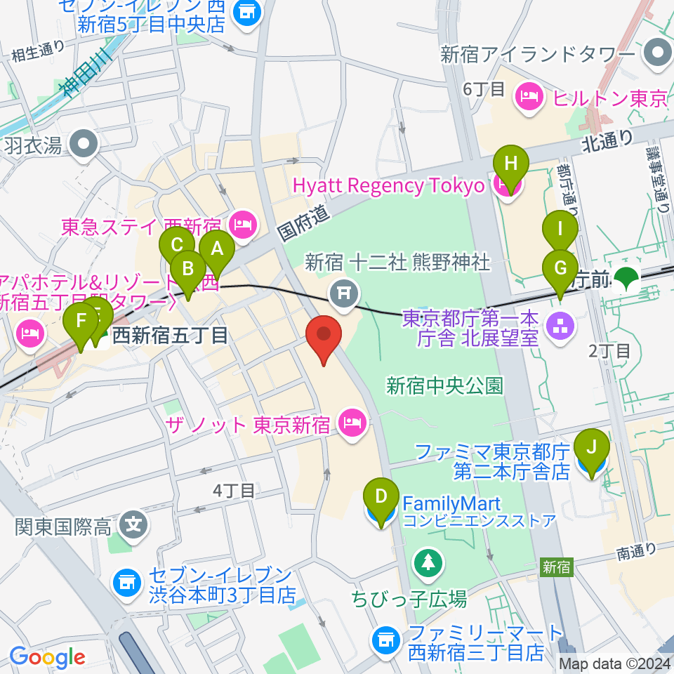 ベルサール西新宿周辺のコンビニエンスストア一覧地図