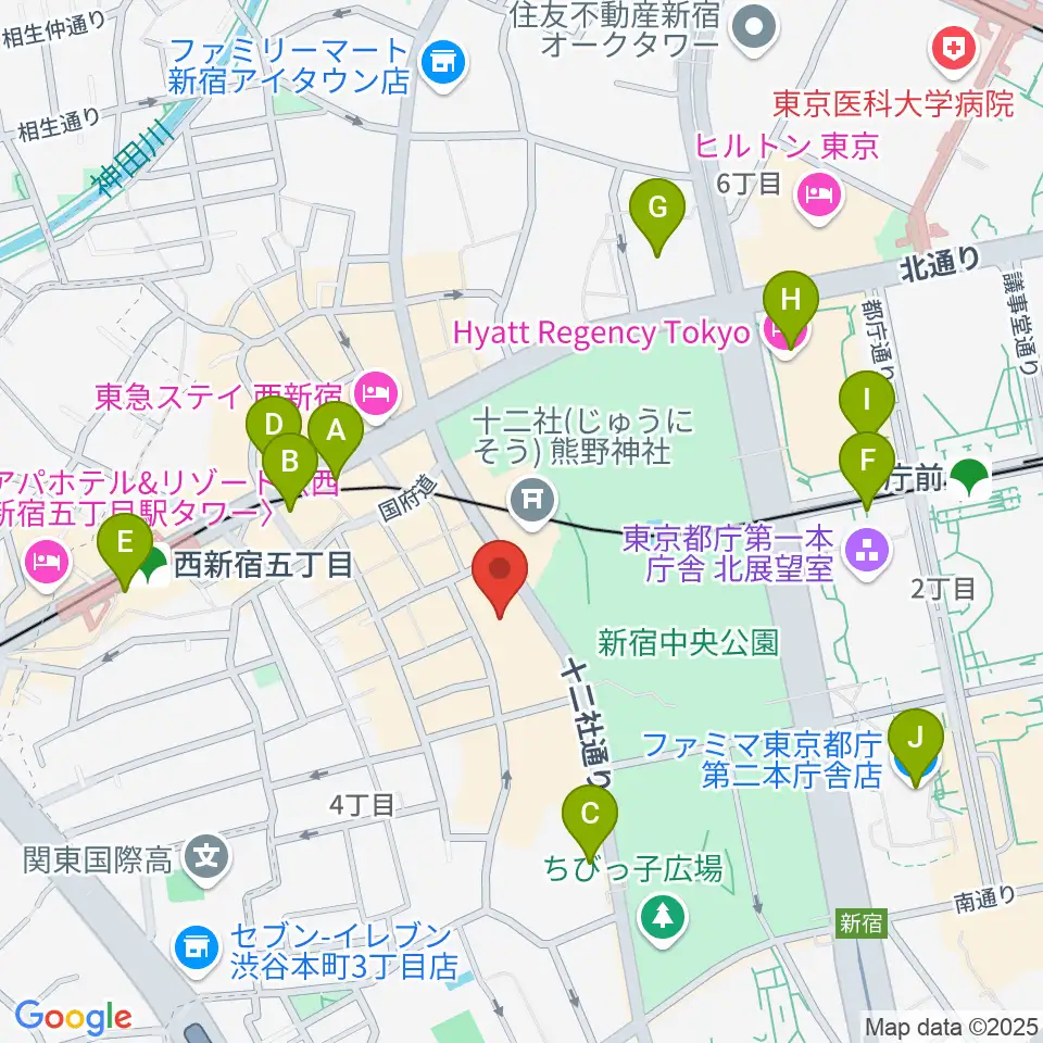 ベルサール西新宿周辺のコンビニエンスストア一覧地図