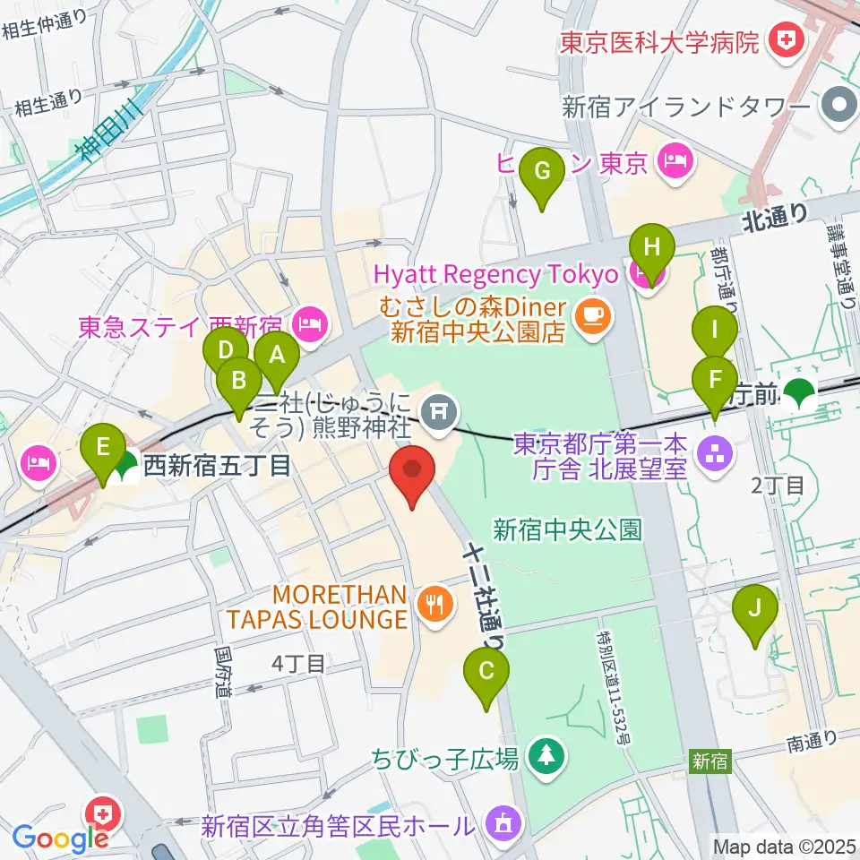 ベルサール西新宿周辺のコンビニエンスストア一覧地図