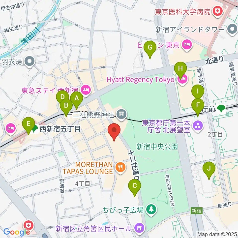 ベルサール西新宿周辺のコンビニエンスストア一覧地図