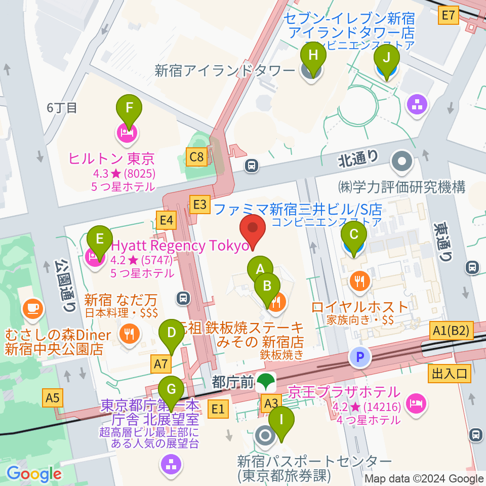 新宿住友ビル三角広場周辺のコンビニエンスストア一覧地図