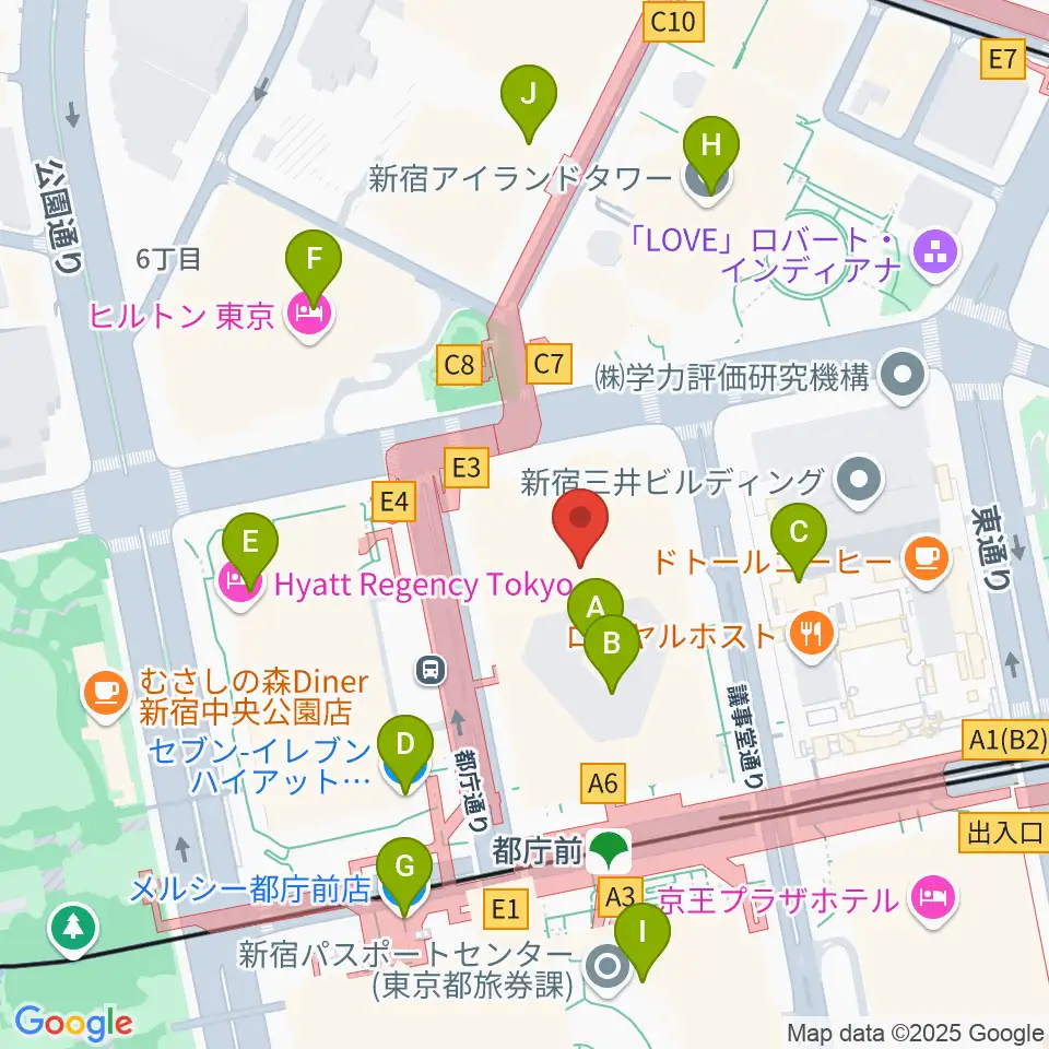 新宿住友ビル三角広場周辺のコンビニエンスストア一覧地図