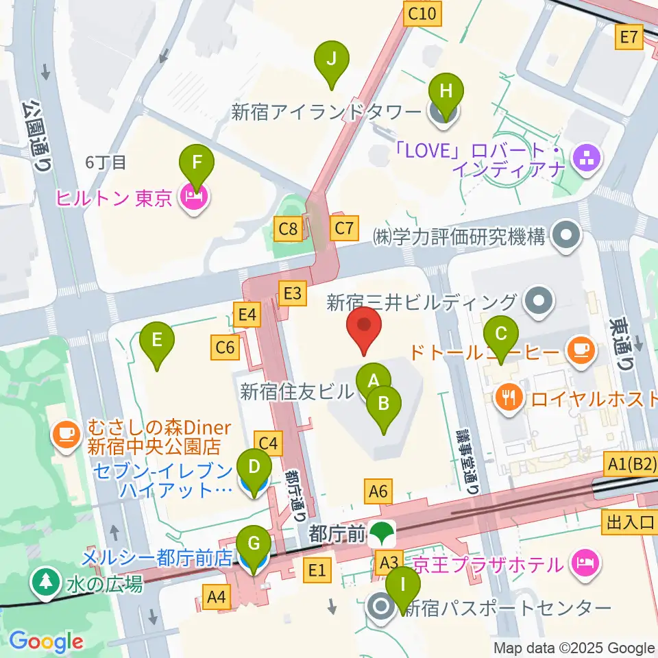 新宿住友ビル三角広場周辺のコンビニエンスストア一覧地図