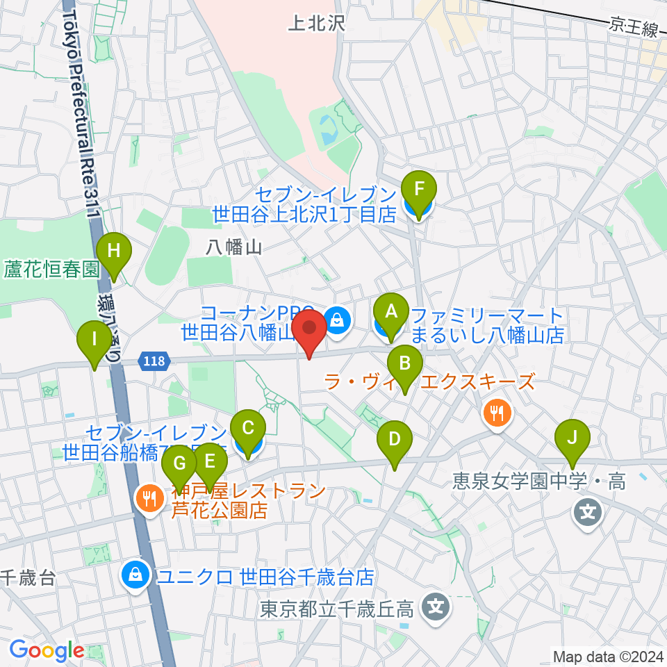 アップス（希望丘青少年交流センター）周辺のコンビニエンスストア一覧地図