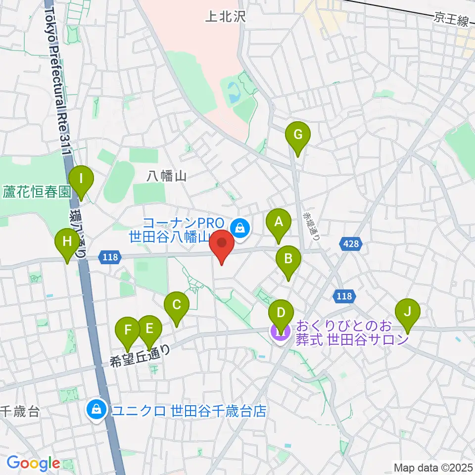アップス 希望丘青少年交流センター周辺のコンビニエンスストア一覧地図