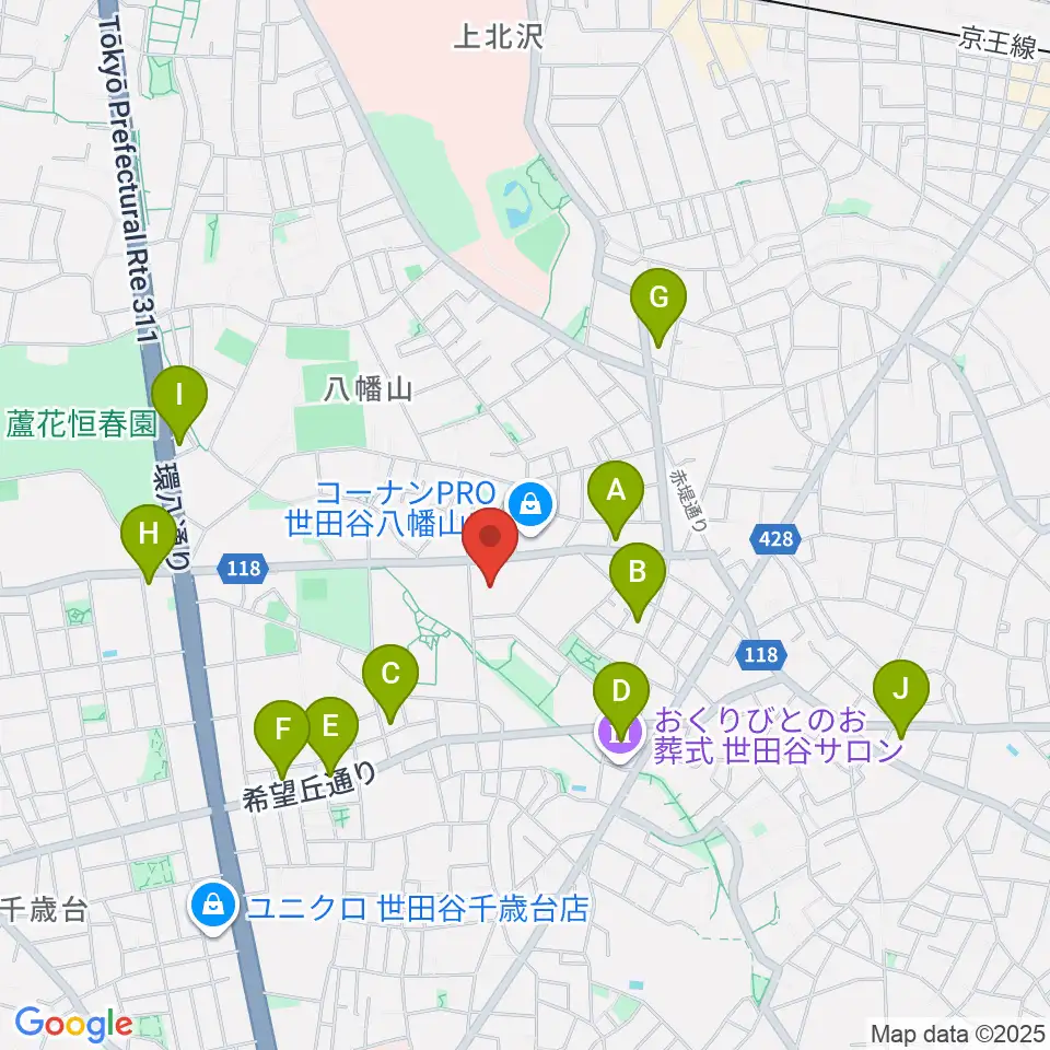 アップス 希望丘青少年交流センター周辺のコンビニエンスストア一覧地図
