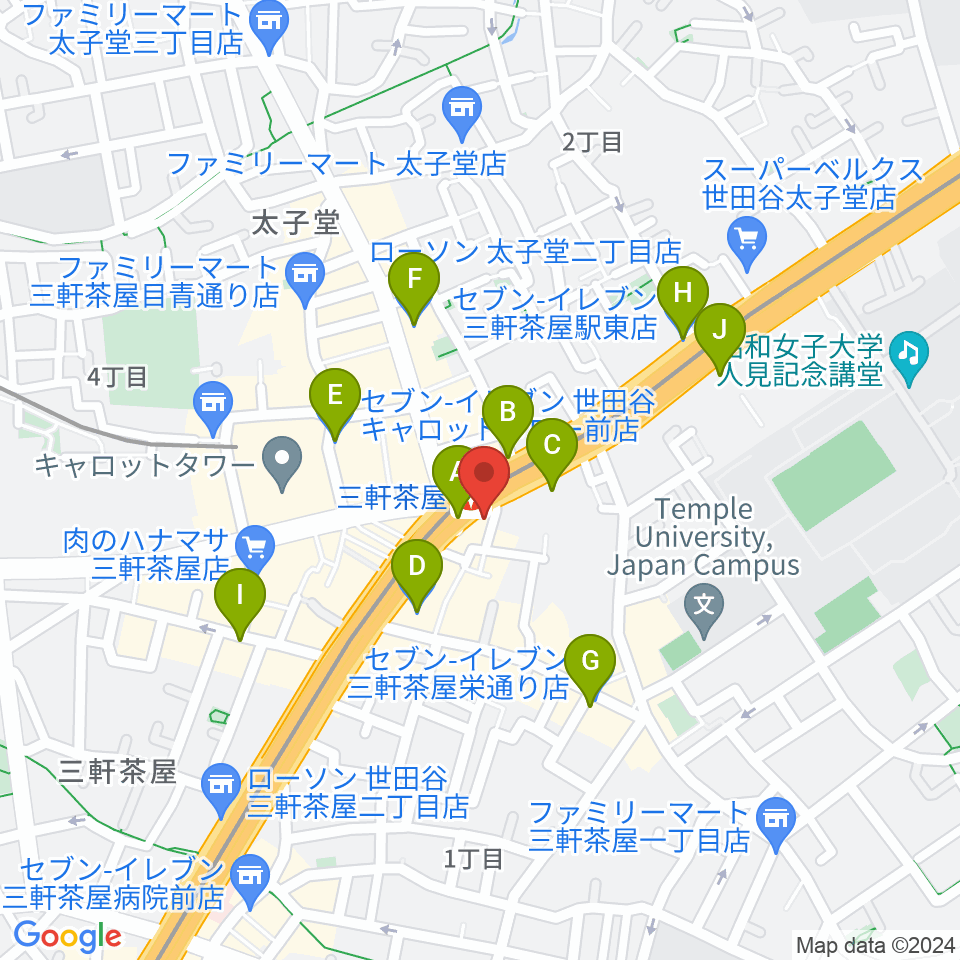 スタジオクレッセ周辺のコンビニエンスストア一覧地図