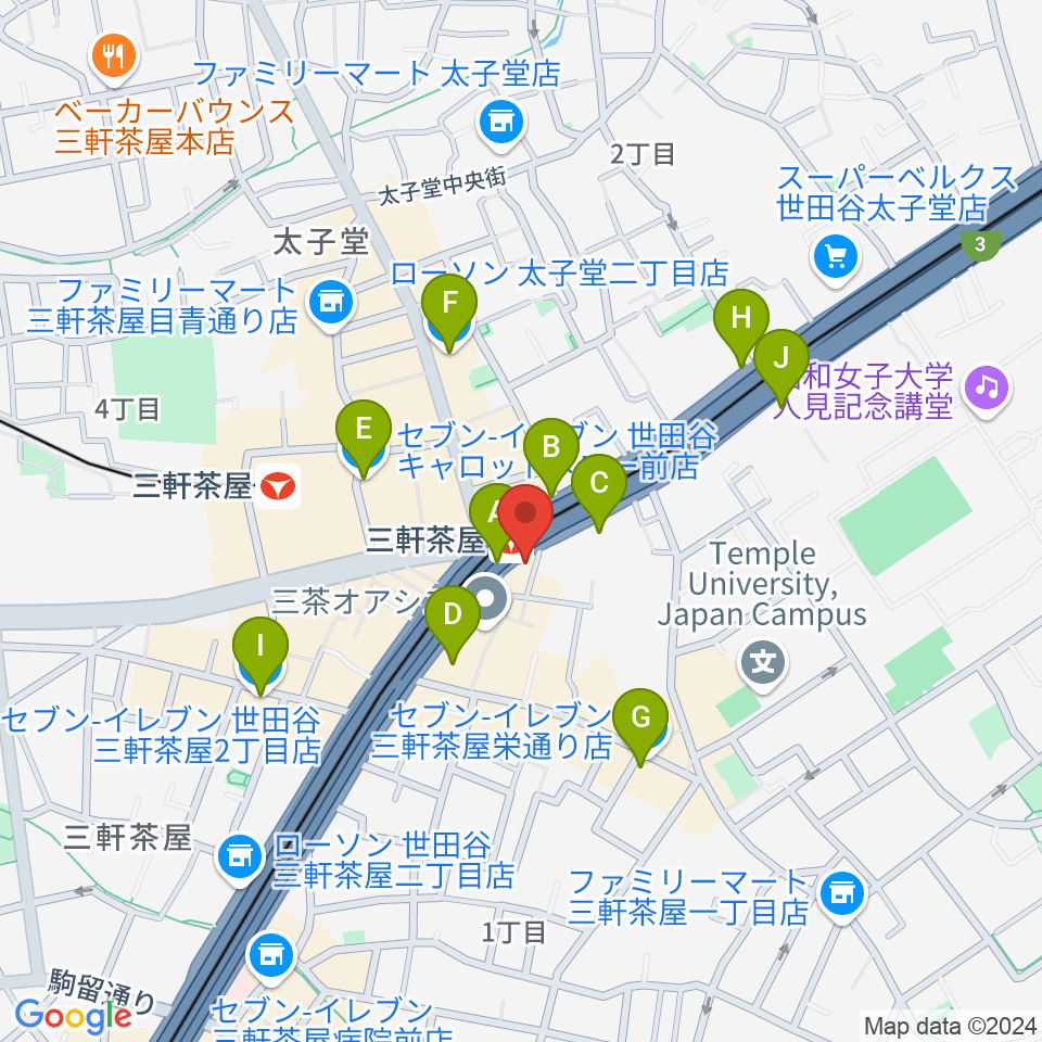 スタジオクレッセ周辺のコンビニエンスストア一覧地図