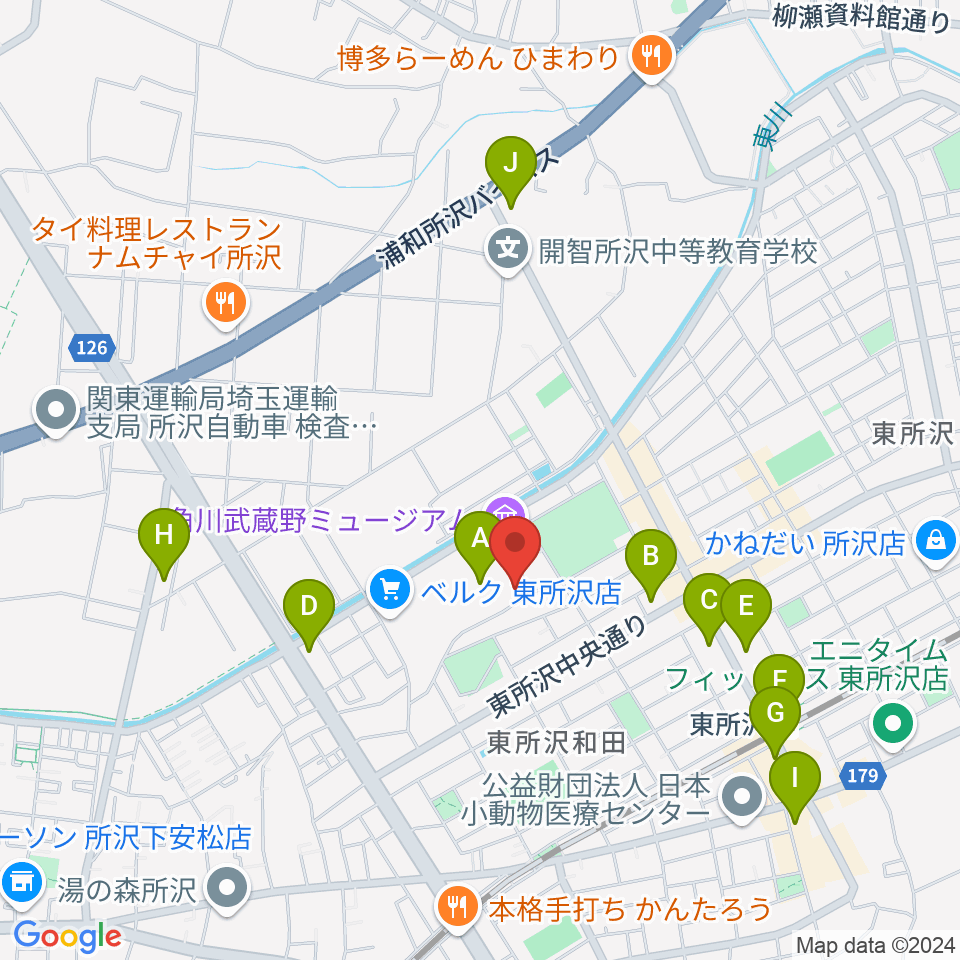 ところざわサクラタウン・ジャパンパビリオン周辺のコンビニエンスストア一覧地図