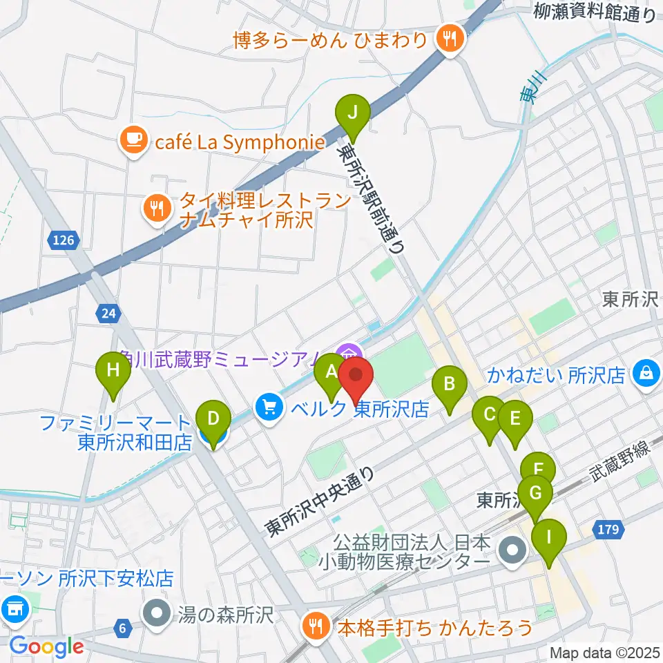 ところざわサクラタウン・ジャパンパビリオン周辺のコンビニエンスストア一覧地図