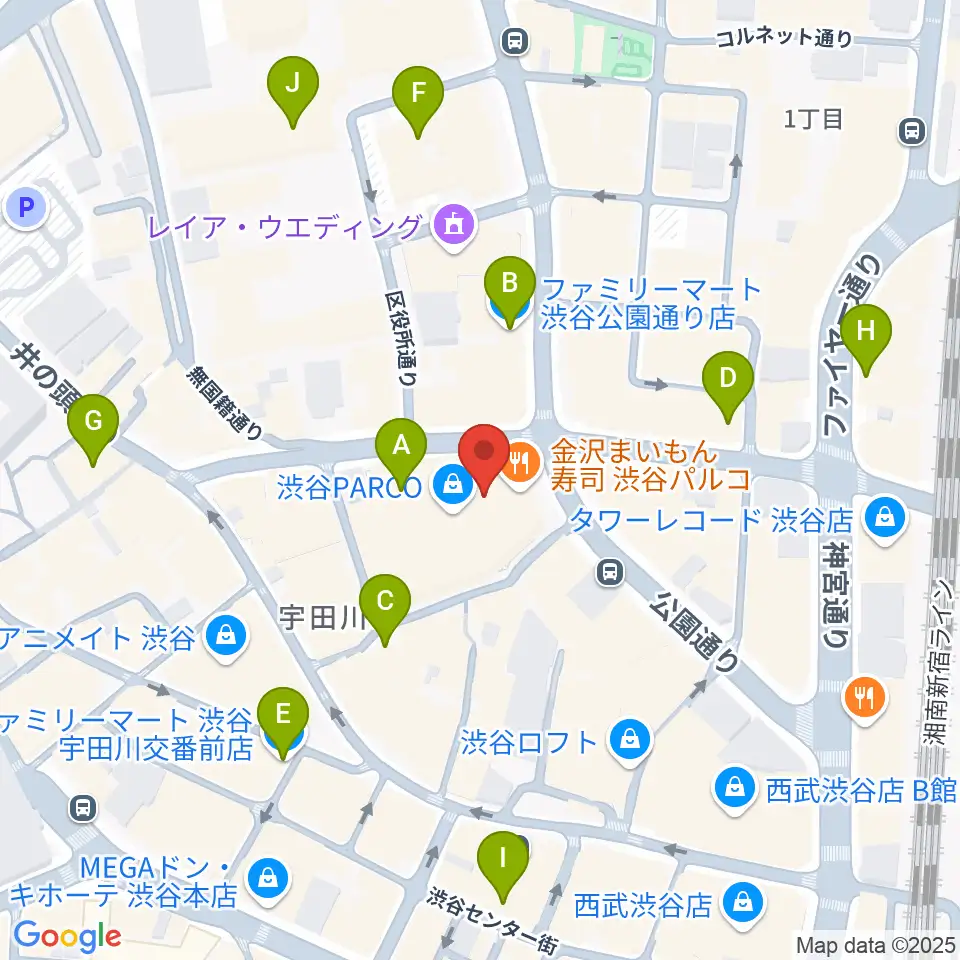渋谷SUPER DOMMUNE周辺のコンビニエンスストア一覧地図