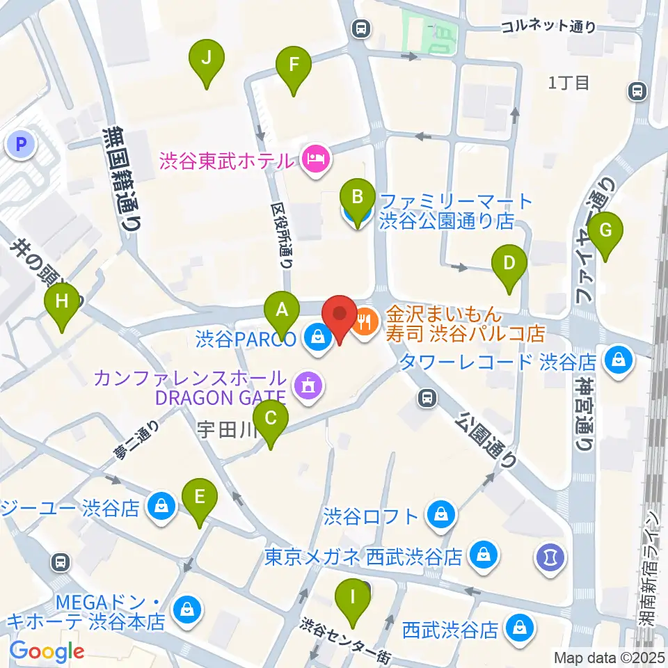 渋谷SUPER DOMMUNE周辺のコンビニエンスストア一覧地図