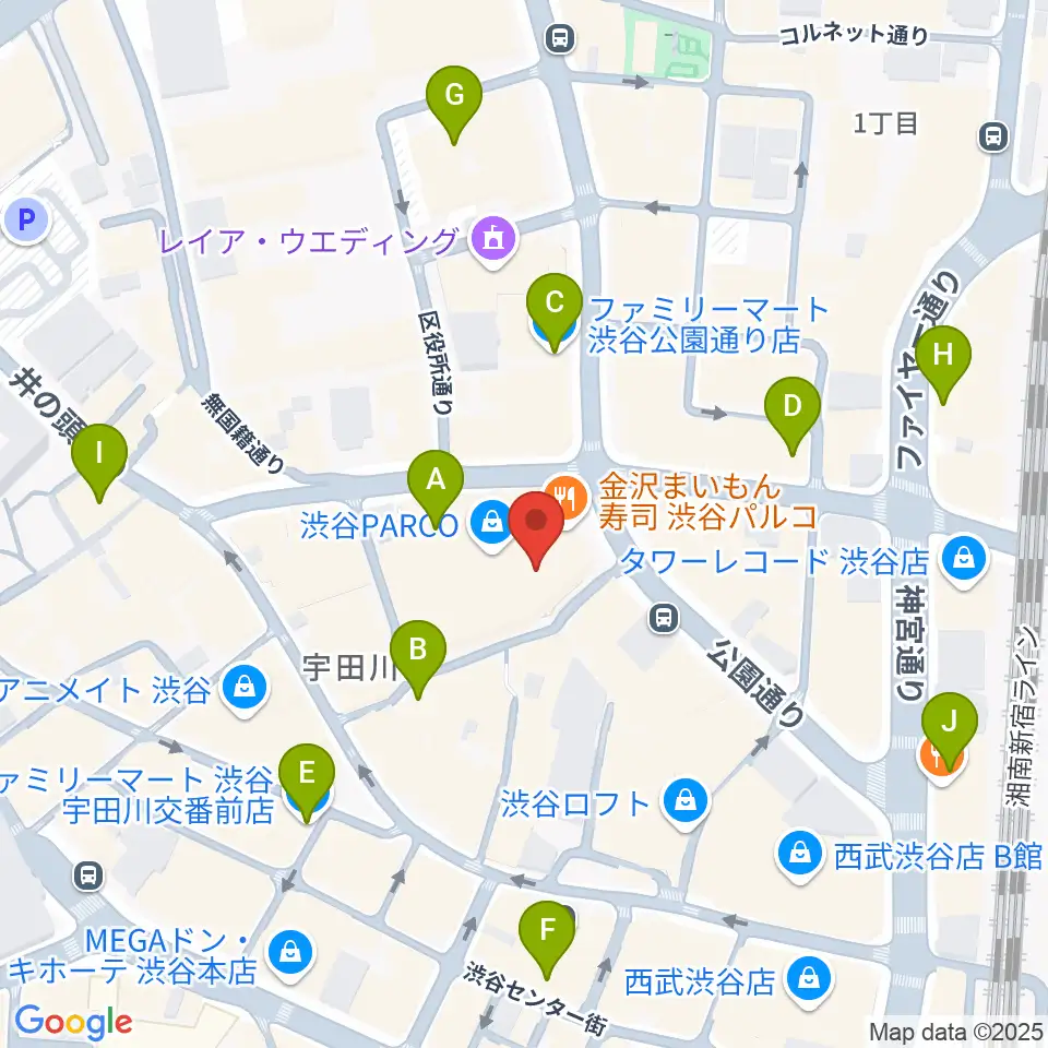 ユニオンレコード渋谷周辺のコンビニエンスストア一覧地図
