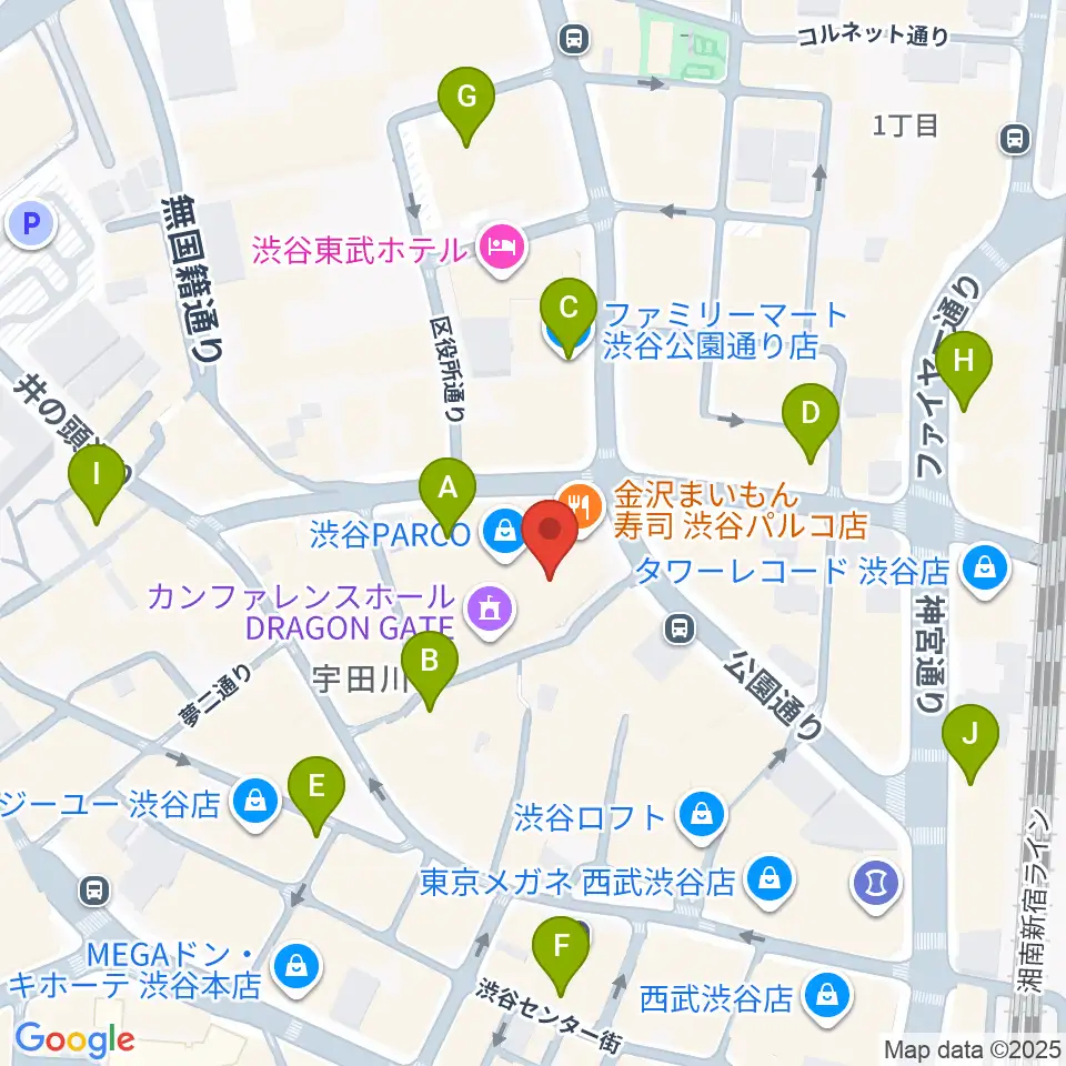 ユニオンレコード渋谷周辺のコンビニエンスストア一覧地図