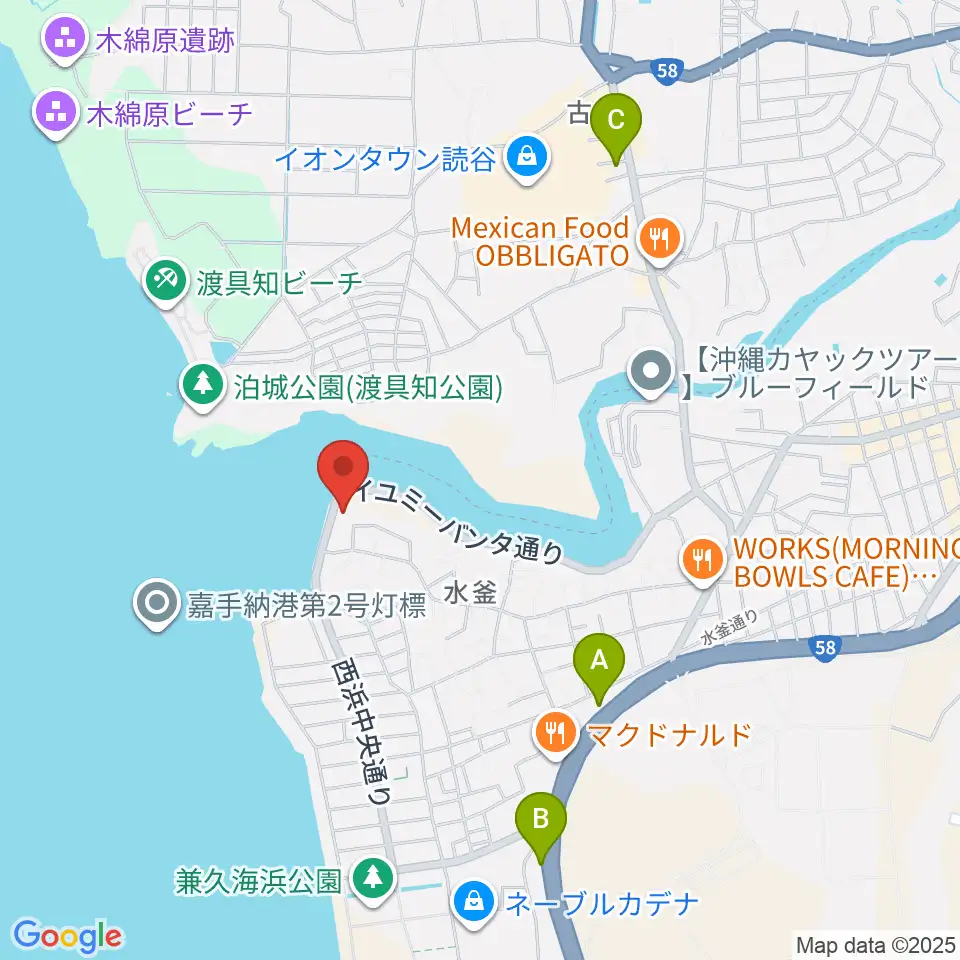 嘉手納町マルチメディアセンター周辺のコンビニエンスストア一覧地図
