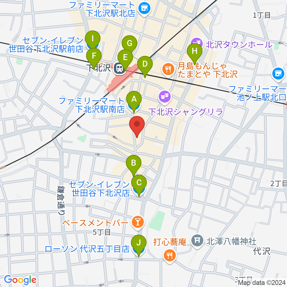 下北沢リブハウス周辺のコンビニエンスストア一覧地図