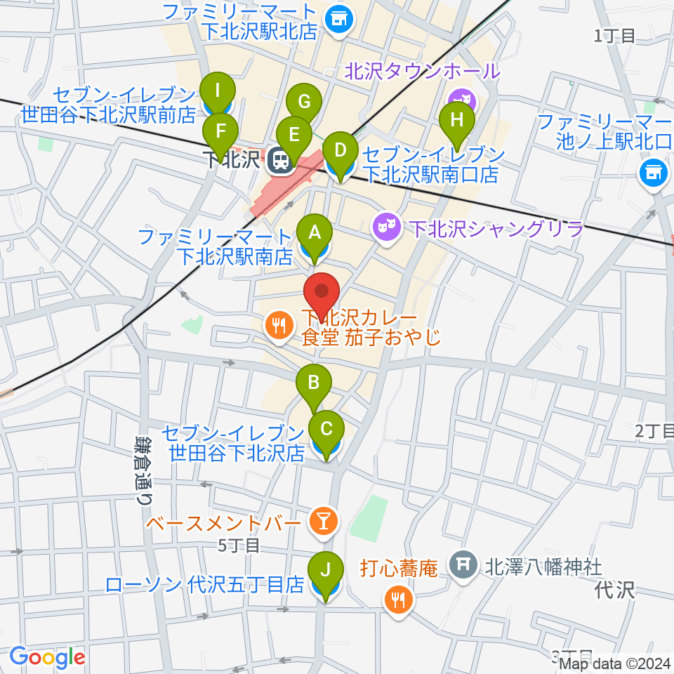 下北沢リブハウス周辺のコンビニエンスストア一覧地図