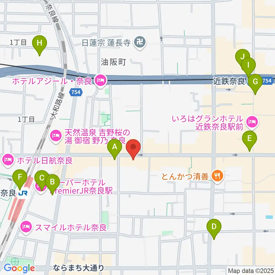 奈良EVANS CASTLE HALL周辺のコンビニエンスストア一覧地図