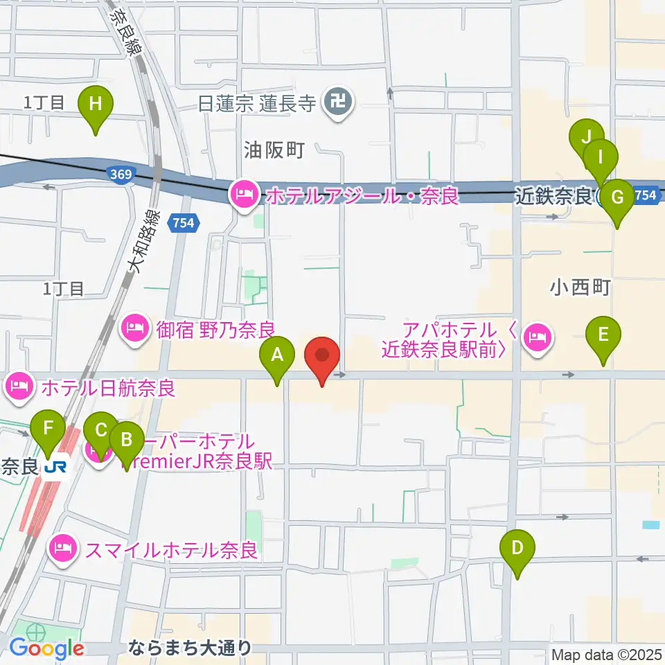 奈良EVANS CASTLE HALL周辺のコンビニエンスストア一覧地図