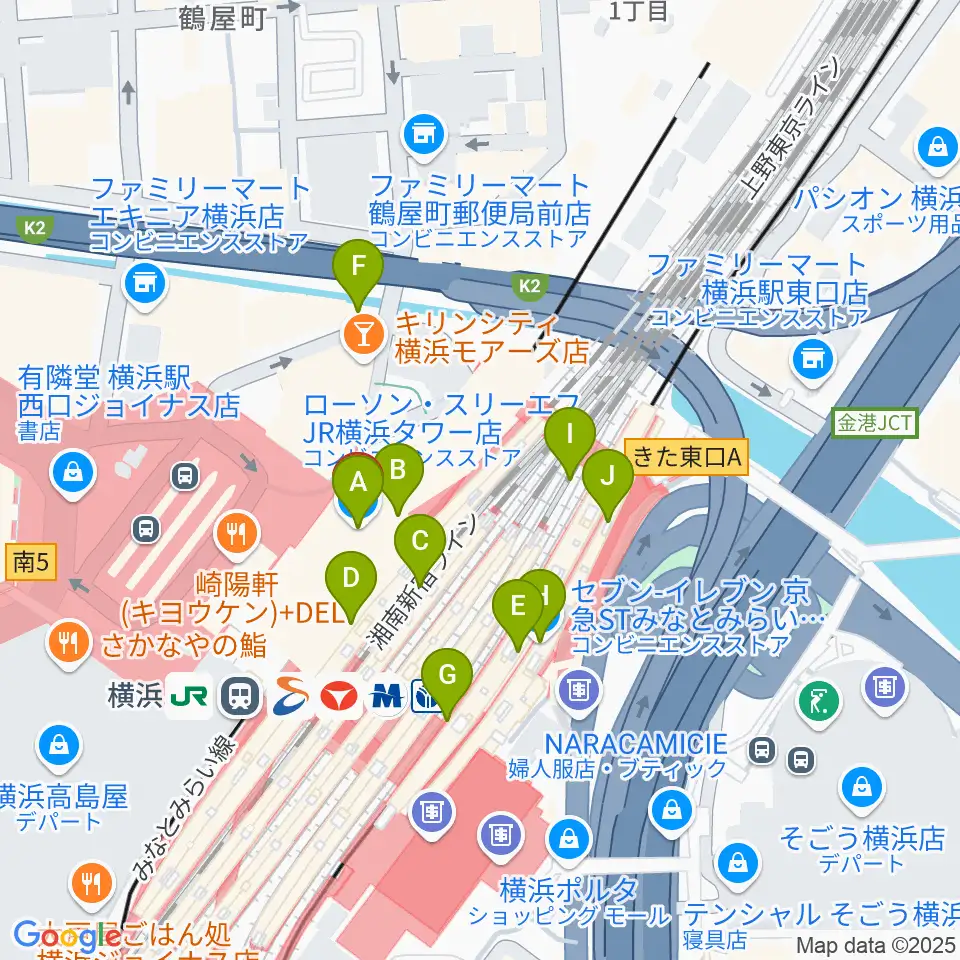 T・ジョイ横浜周辺のコンビニエンスストア一覧地図
