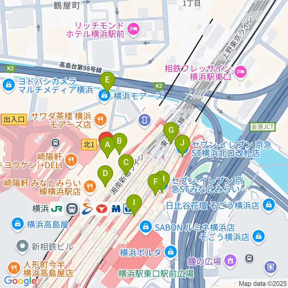 T・ジョイ横浜周辺のコンビニエンスストア一覧地図