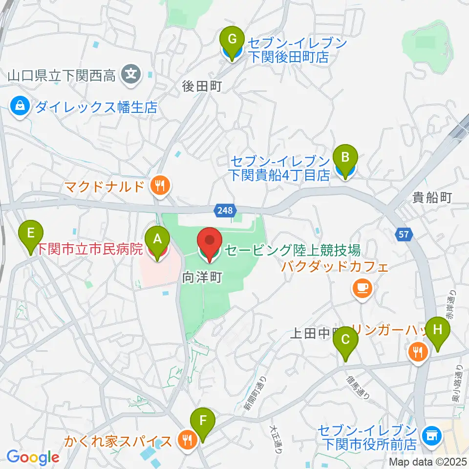セービング陸上競技場周辺のコンビニエンスストア一覧地図