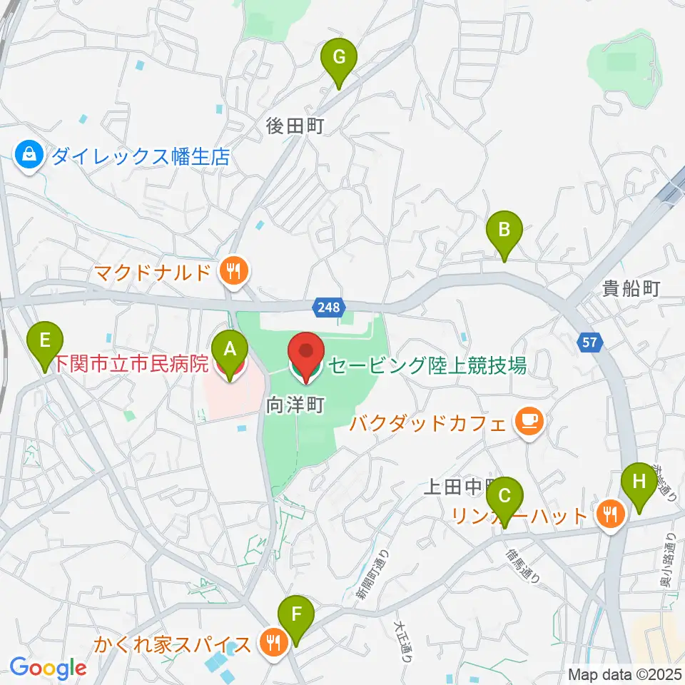 セービング陸上競技場周辺のコンビニエンスストア一覧地図