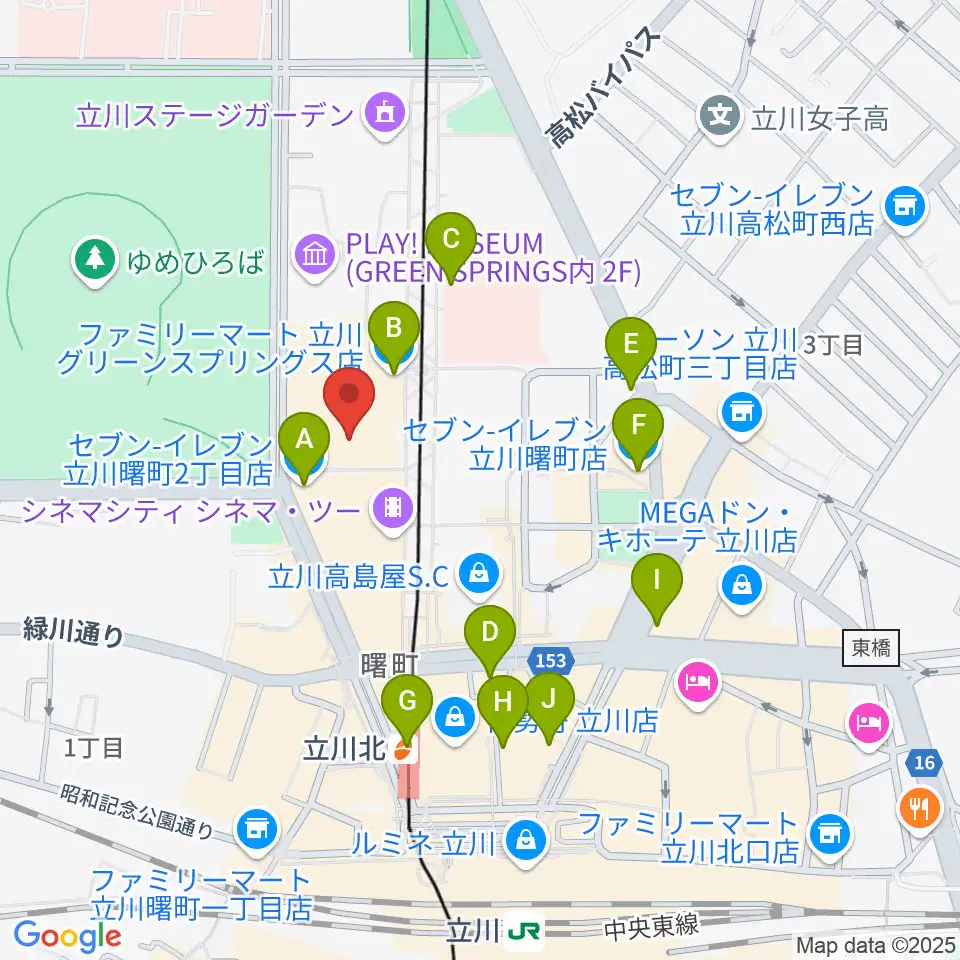 たましん美術館周辺のコンビニエンスストア一覧地図
