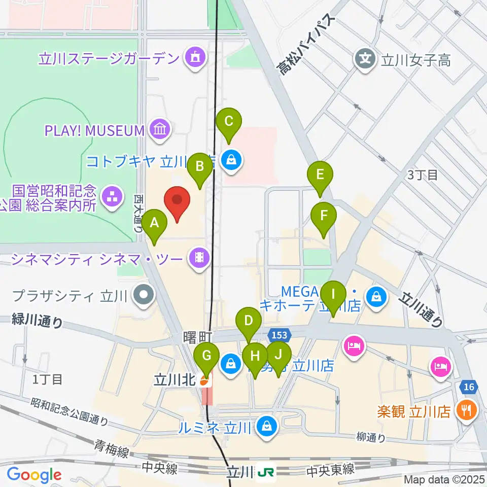 たましん美術館周辺のコンビニエンスストア一覧地図
