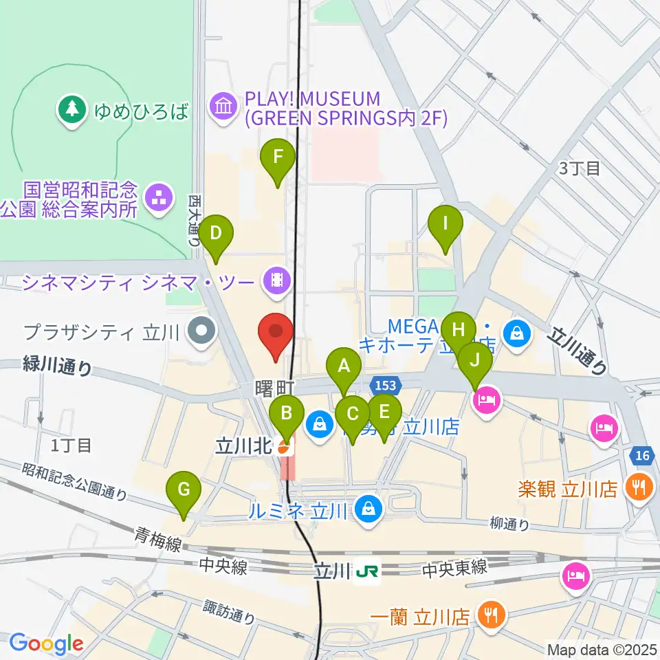 HMV立川周辺のコンビニエンスストア一覧地図