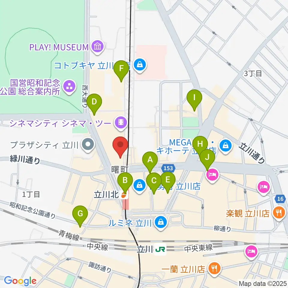 HMV立川周辺のコンビニエンスストア一覧地図
