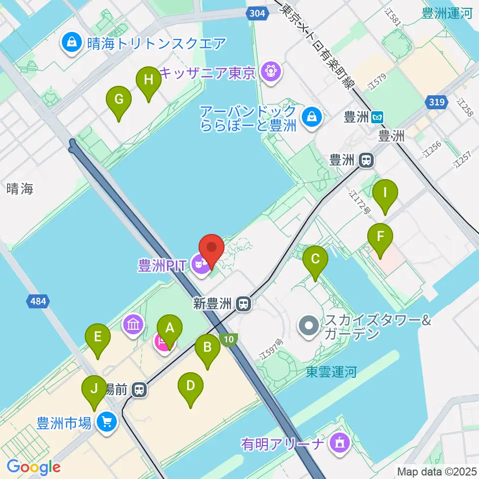 MIFA Football Park豊洲周辺のコンビニエンスストア一覧地図