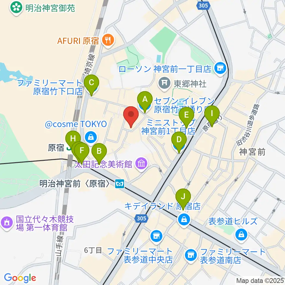 原宿RUIDE周辺のコンビニエンスストア一覧地図