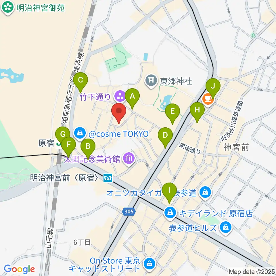 原宿RUIDE周辺のコンビニエンスストア一覧地図