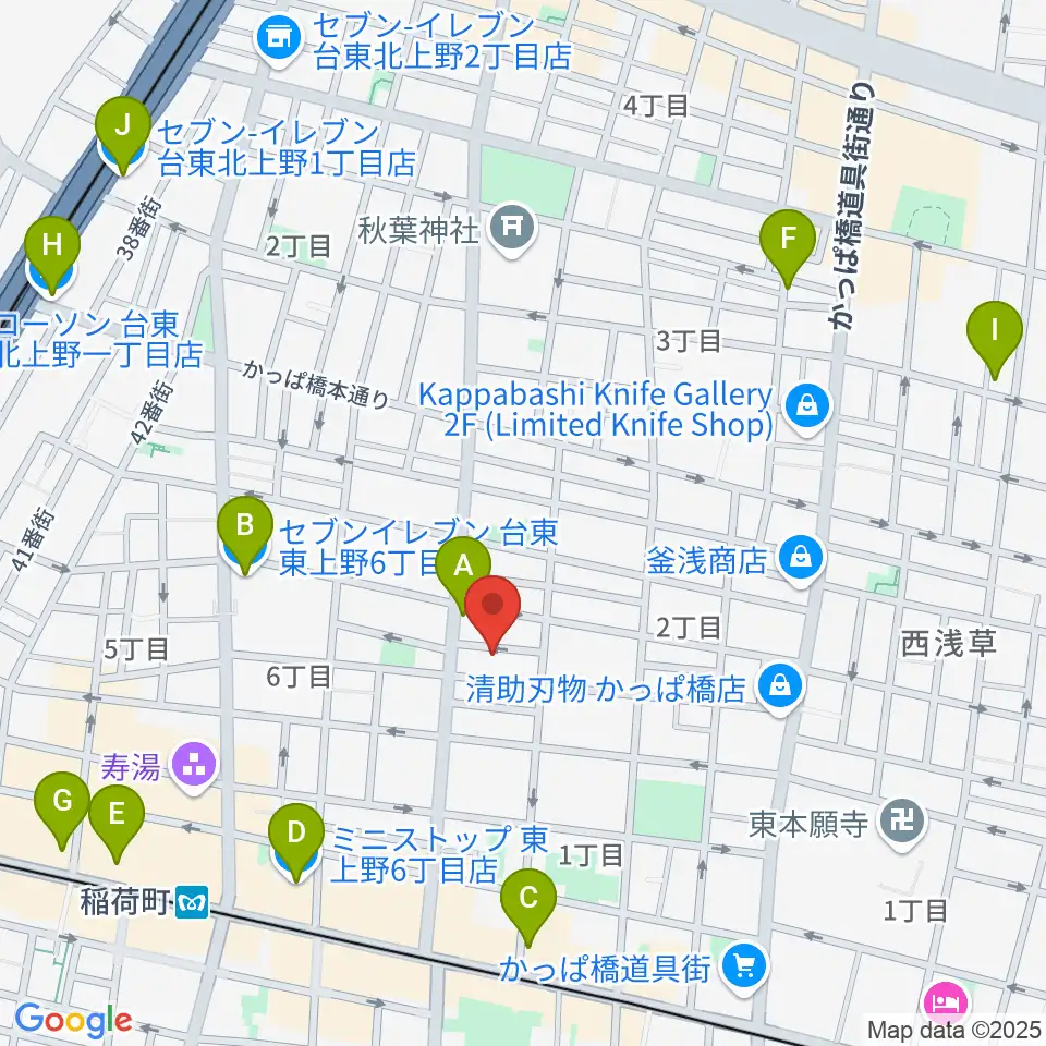 アキバ音楽教室周辺のコンビニエンスストア一覧地図