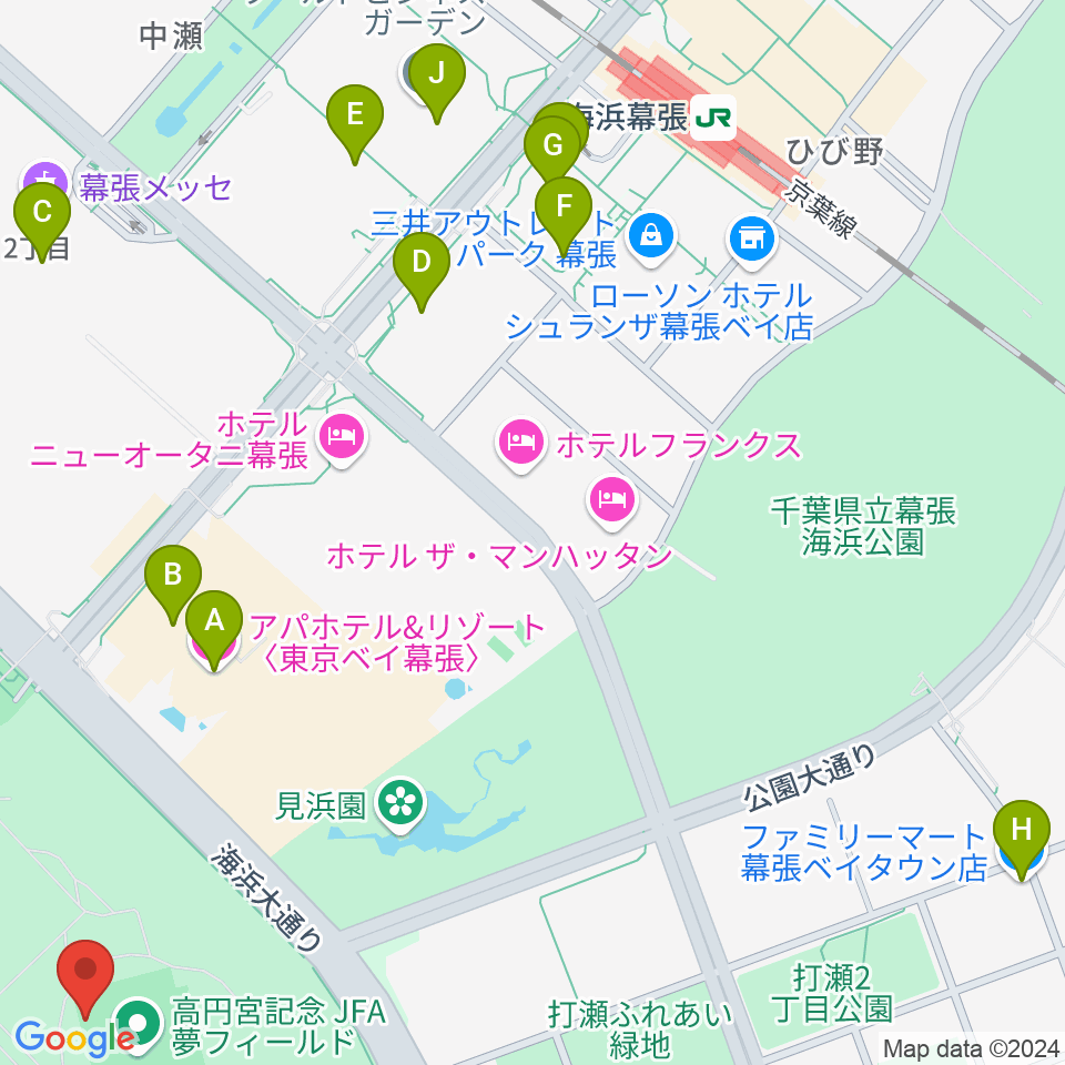 高円宮記念JFA夢フィールド周辺のコンビニエンスストア一覧地図