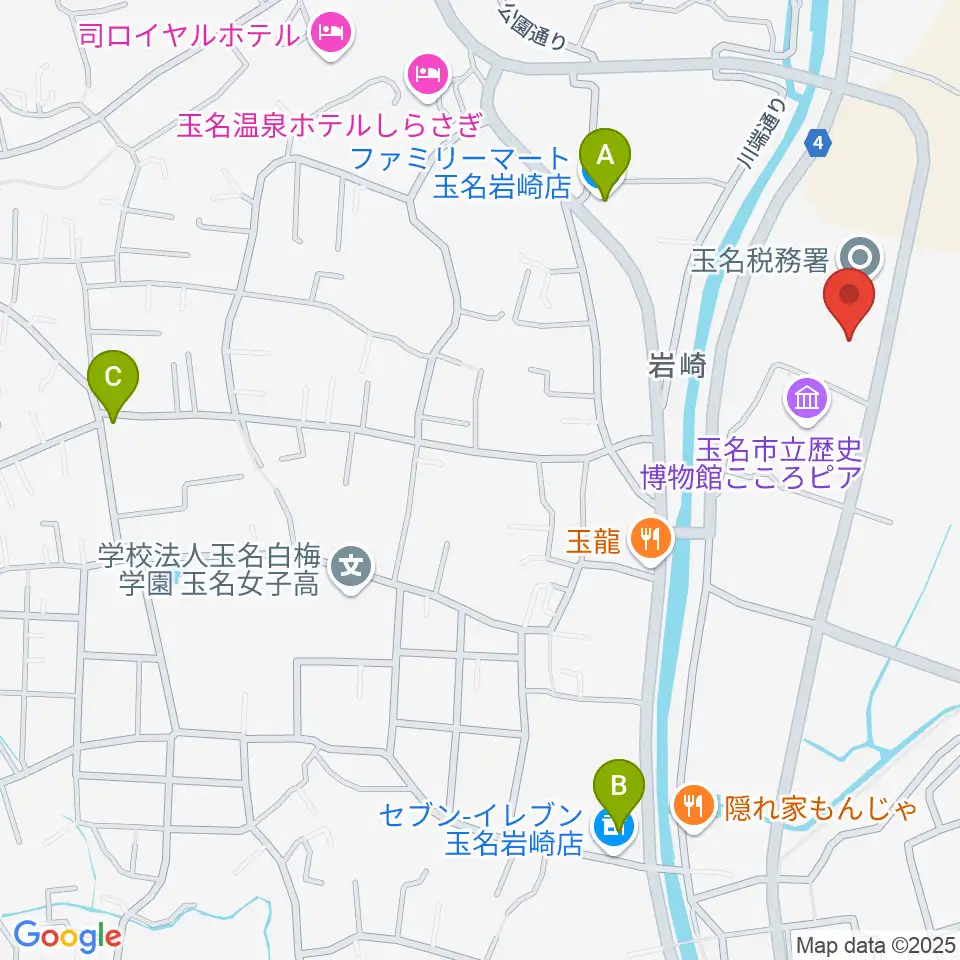 玉名市民会館ホール周辺のコンビニエンスストア一覧地図