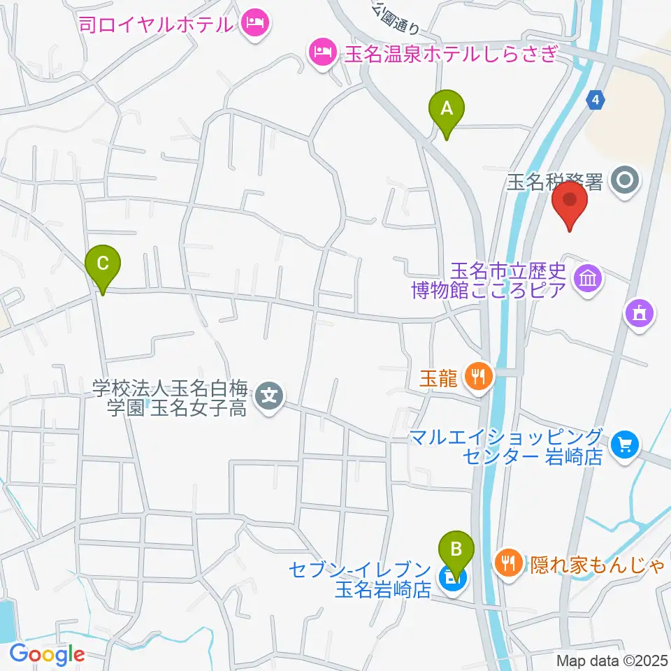 玉名市民会館ホール周辺のコンビニエンスストア一覧地図