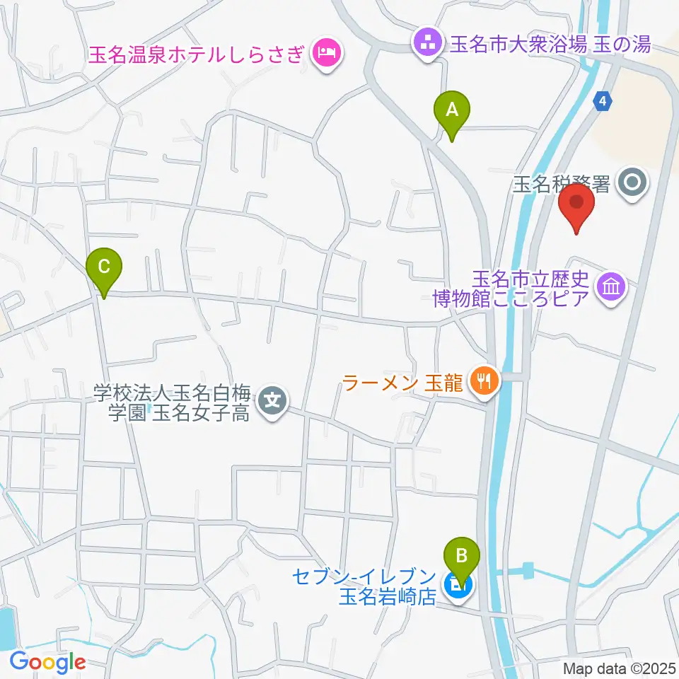 玉名市民会館ホール周辺のコンビニエンスストア一覧地図