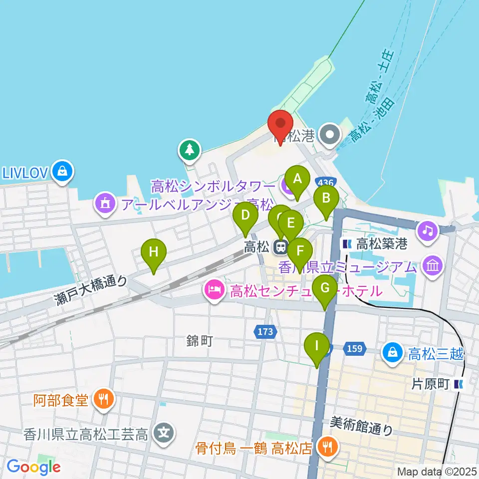 あなぶきアリーナ香川周辺のコンビニエンスストア一覧地図