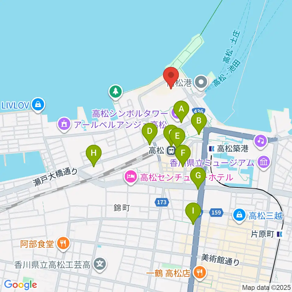 あなぶきアリーナ香川周辺のコンビニエンスストア一覧地図