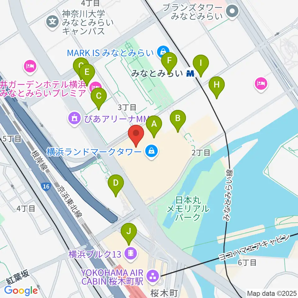 横浜ランドマークホール周辺のコンビニエンスストア一覧地図